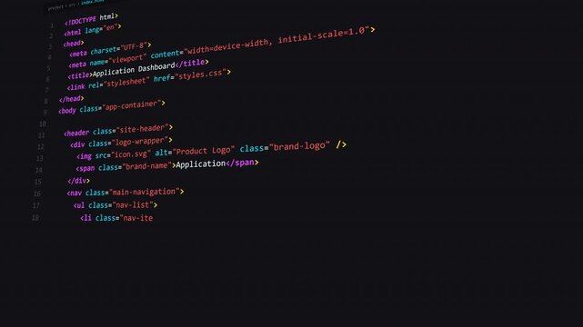 Web design user interface script code on monitor screen display