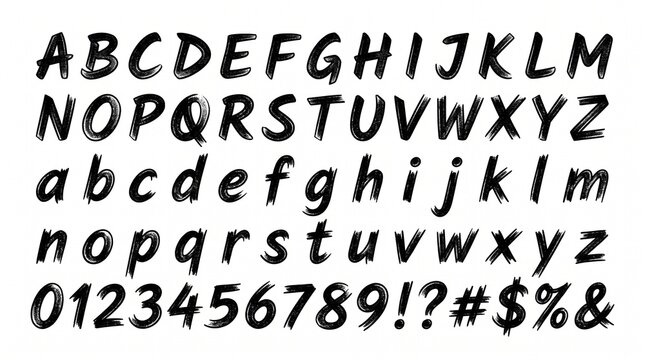 Dynamic brush lettered typeface showcasing a raw, expressive handwritten style for creative visual content