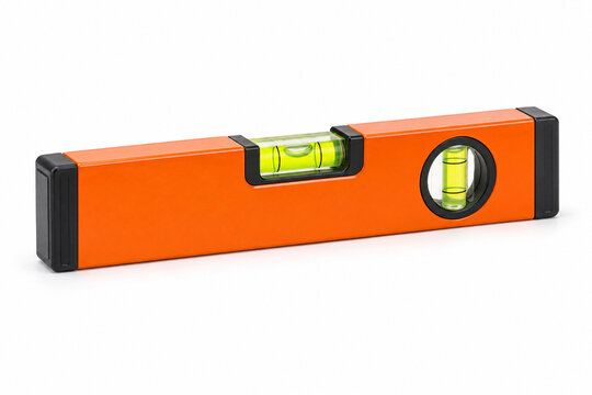 Orange Spirit Level with Two Bubble Vials Isolated