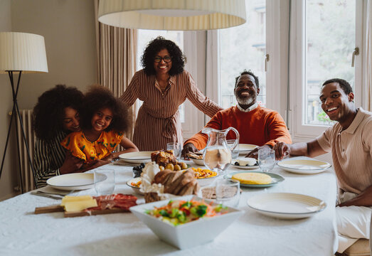 Family reunited for lunch on the holidays.
