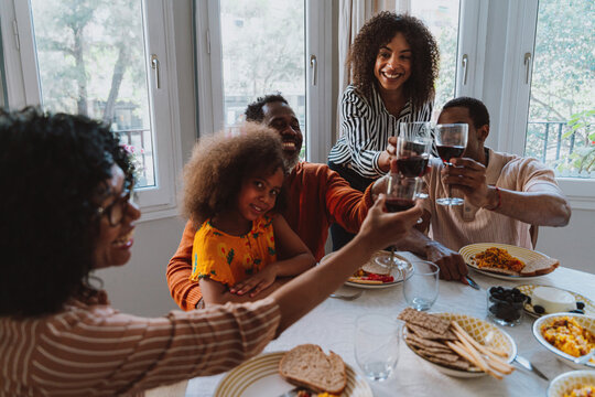 Family reunited for lunch on the holidays.