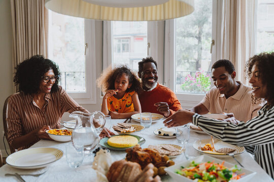 Family reunited for lunch on the holidays.
