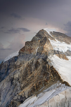 Closeup of Jungfraujoch Glacier and Mountain Top