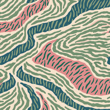 Abstract pastel animal print pattern with wavy organic stripes