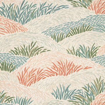 Pastel watercolor tropical leaf pattern with palm fronds