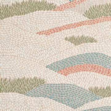 Abstract botanical leaf pattern in soft pastel colors