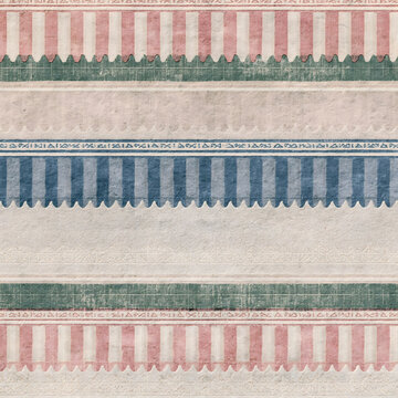 Vintage striped awning pattern with textured fabric and faded pastel colors