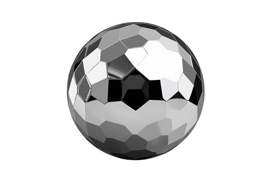 Faceted black and white soccer ball