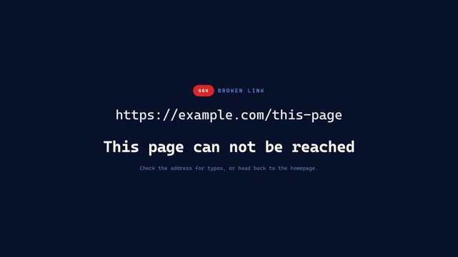 Glitch Error Page with 404 Broken Link Message on Blue Background