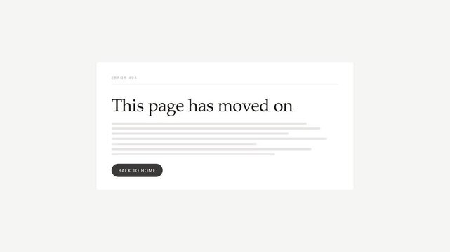 Error 404 Page Transition for Minimalist Website Interface Design