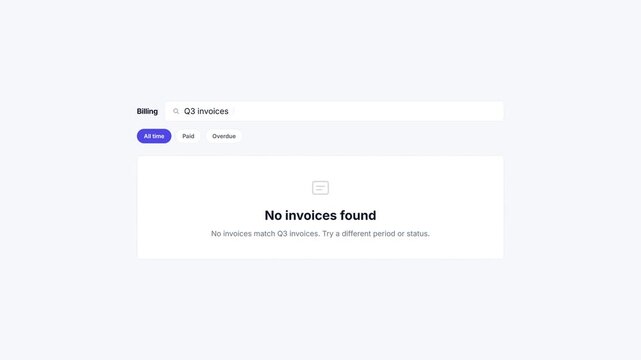 Invoice Search Interface Showing Empty State on Billing Software