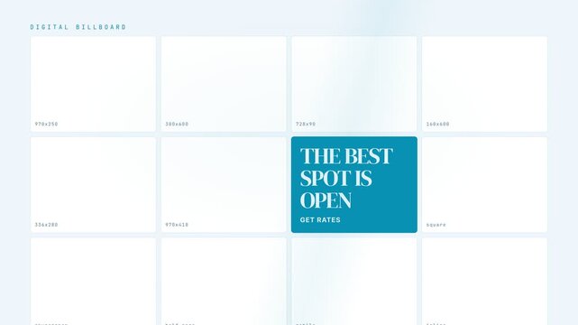 Digital Billboard Ad Grid Showcasing Available Advertising Spaces