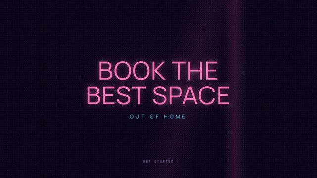 Neon Booking Interface with Pink Text on Dark Dot Matrix Background