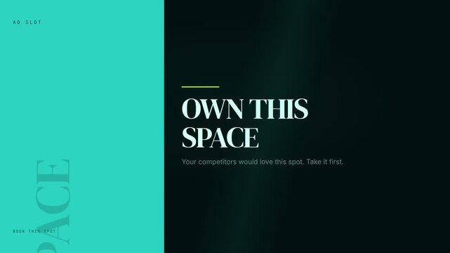 Advertising Slot Motion Graphic with Teal and Black Split Screen