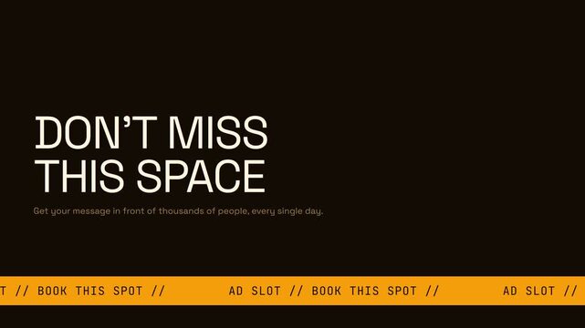 Advertising Space Motion Graphic with Scrolling Ticker Banner