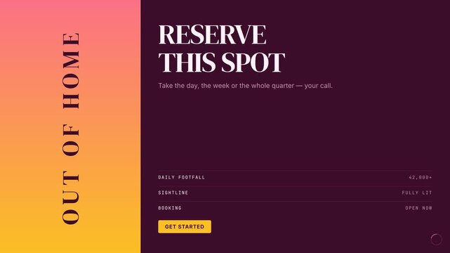 Advertising Layout for Out of Home Digital Billboard Booking