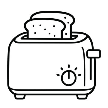 Bread toaster with sliced toast outline icon vector illustration
