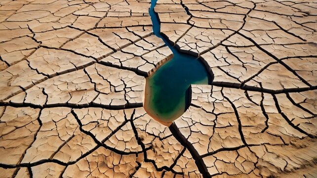 Water scarcity and drought, a symbol of environmental crisis and desertification