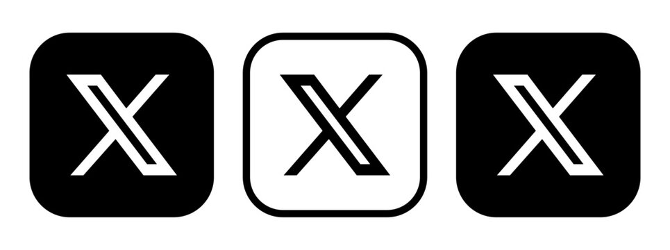 Set of different X - Twitter App icons, isolated on transparent background, vector illustration. X is an American microblogging and social networking service owned by SpaceX