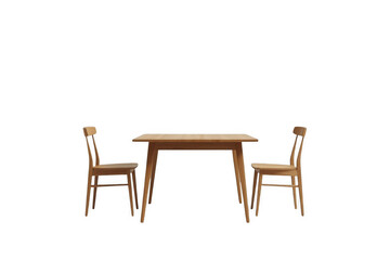 Obraz premium Wooden Dining Table with Two Chairs
