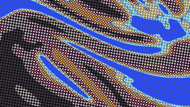 Abstract modern art  dynamic colorful flowing halftone dot pattern bac