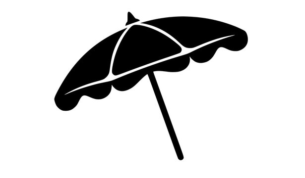 Stylized Beach Parasol Black Silhouette Vector Illustration