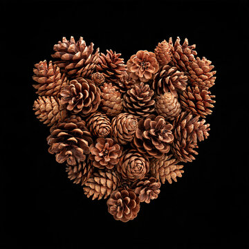 heart shape made of pine cones