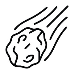 Minimalist Meteor Line Art Icon Showing A Falling Asteroid Isolated On Transparent Background For Space Design Projects © Creative_Art