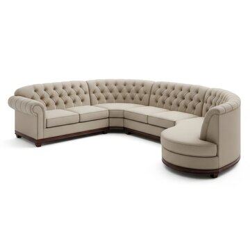 Modern gray sectional sofa with tufted back