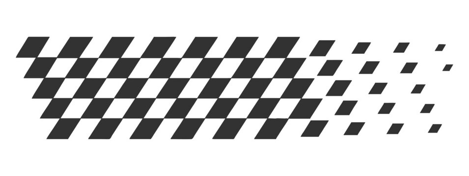 Racing flag background. Diagonal checkered flag pattern in black and white. Classic racing theme for motorsport, textiles, banners, design. Vector illustration