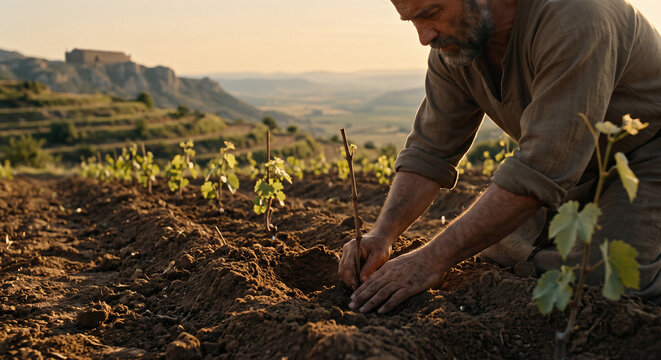 Noah Planting a Vineyard After the Great Flood, New Beginning and Renewal, Genesis 9 Biblical Story
