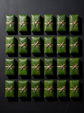 Traditional Green Leaf Food Parcels