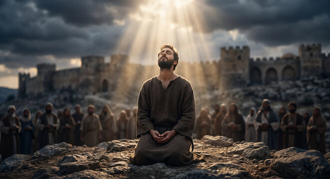 Stephen Being Martyred While Looking Toward Heaven, Early Christian Martyrdom Story From Acts 7
