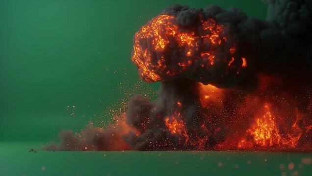 Explosive Fireball Erupts Creating Smoke and Debris