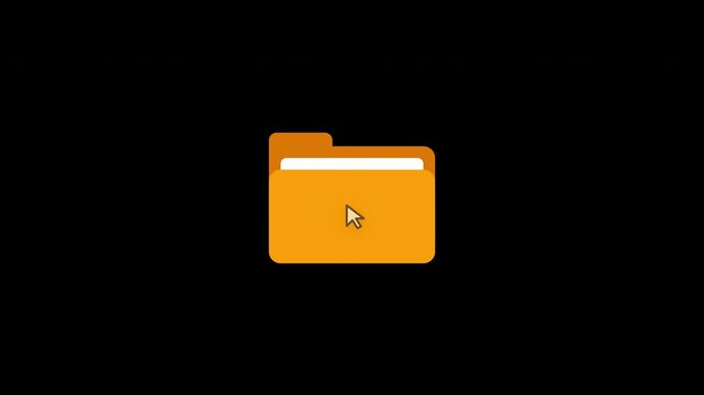 Digital folder icons file organization on 4k transparent background alpha channel