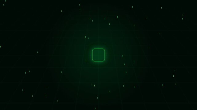 Futuristic Green Digital Grid Interface Animation