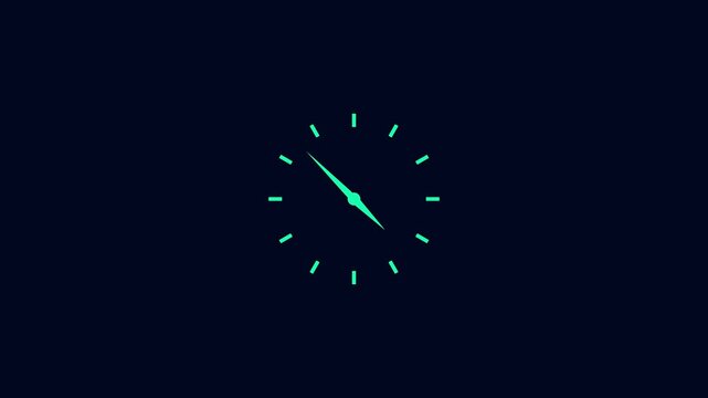 Simple Clock Face Motion Graphic with Moving Hands and White Markers