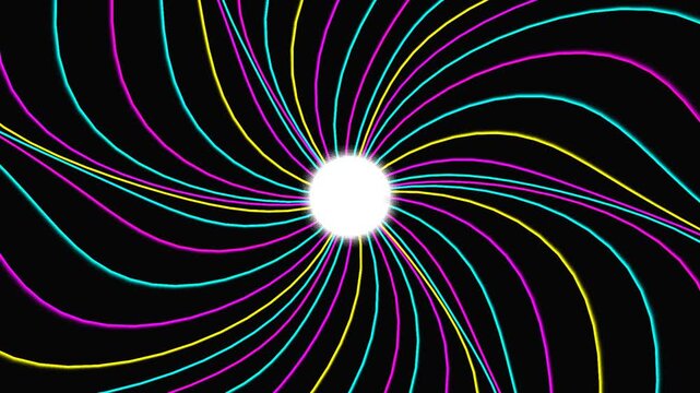 Abstract Swirling Neon Light Rays Motion Background