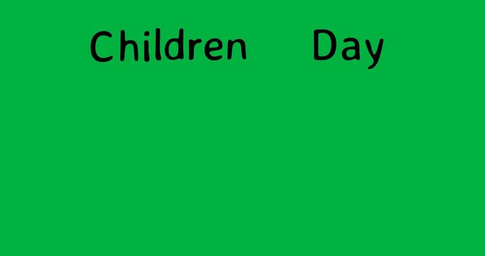 Digital animation of children day text banner with copy space on transparent background
