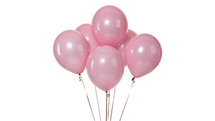 Bunch of shiny pink helium balloons isolated on transparent background © Jack