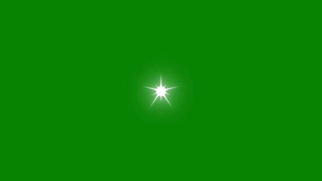 Star twinkling, white star blinking animation, cartoon vector doodles style stars blink with smooth glow effect, Stars twinkle like flash rays, elegant twinkle star glitter sparkle on green screen.4k