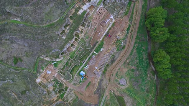 Aerial view from a drone of the Contrebia Leucade archaeological site in Aguilar del R&iacute;o Alhama, in the Cervera region. Autonomous Community of La Rioja. Spain. Europe
