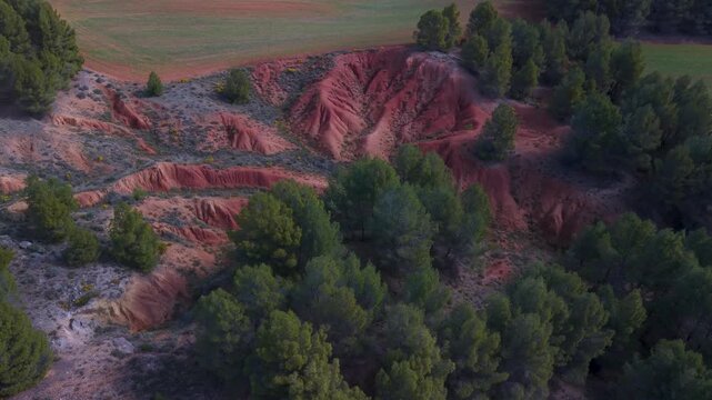 Aerial view from a drone of the so-called Sacristan's Castle in Ariza, in the Calatayud region of the province of Zaragoza, Castile and Le&oacute;n, Spain, Europe