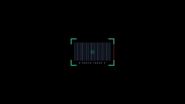 Barcode scanning animation set with laser on 4k transparent background alpha channel
