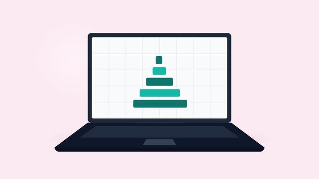 E commerce holiday sale animation with laptop and christmas tree chart