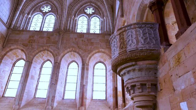 Details of the Cistercian Monastery of Santa Maria de Huerta in the town of the same name in the Arcos de Jalon region of the province of Soria, Castile and Le&oacute;n, Spain, Europe