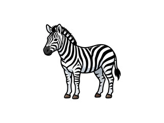 Fototapeta premium Standing Zebra Facing Left With Bold Black And White Stripes, African Wildlife Animal Portrait For Safari, Nature Education, And Zoological Design Vector Illustration
