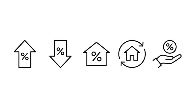 Set of mortgage and interest rate icons