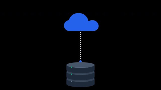 Cloud computing database server sync icon on 4k transparent background alpha channel