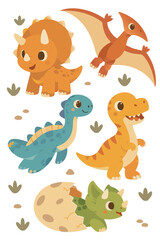 Dinosaur Characters Illustration for Nursery and Kids Design © zenzain studio
